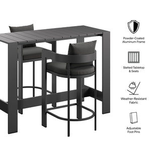 Modway Furniture Tahoe Modway Outdoor Aluminum Bar Set Powder Coated Patio Dining for Rooftop Decks Charcoal EEI-7598-CHA