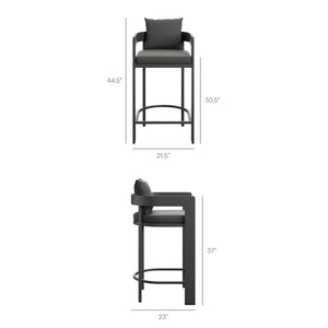 Modway Furniture Tahoe Modway Outdoor Aluminum Bar Set Powder Coated Patio Dining for Rooftop Decks Charcoal EEI-7598-CHA