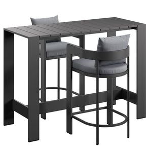 Modway Furniture Tahoe Modway Outdoor Aluminum Bar Set Powder Coated Patio Dining for Rooftop Decks Gray EEI-7598-GRY