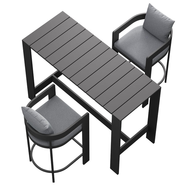 Modway Furniture Tahoe Modway Outdoor Aluminum Bar Set Powder Coated Patio Dining for Rooftop Decks Gray EEI-7598-GRY