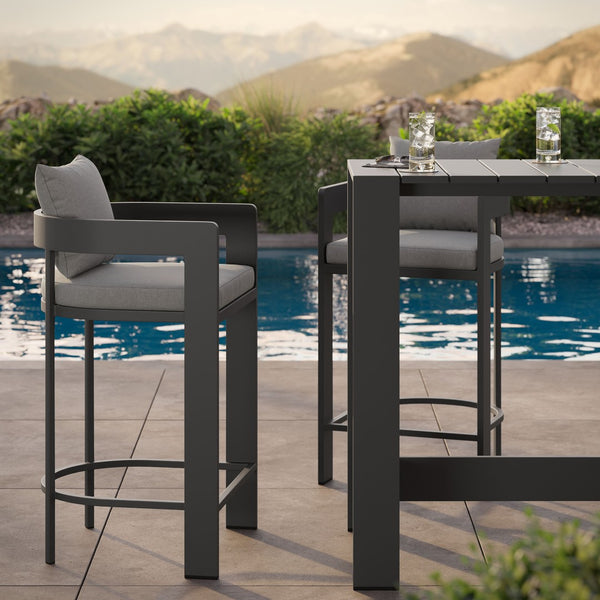 Modway Furniture Tahoe Modway Outdoor Aluminum Bar Set Powder Coated Patio Dining for Rooftop Decks Gray EEI-7598-GRY
