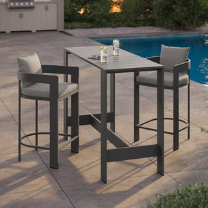 Modway Furniture Tahoe Modway Outdoor Aluminum Bar Set Powder Coated Patio Dining for Rooftop Decks Gray EEI-7598-GRY