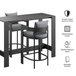 Modway Furniture Tahoe Modway Outdoor Aluminum Bar Set Powder Coated Patio Dining for Rooftop Decks Gray EEI-7598-GRY