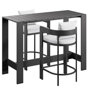 Modway Furniture Tahoe Modway Outdoor Aluminum Bar Set Powder Coated Patio Dining for Rooftop Decks White EEI-7598-WHI