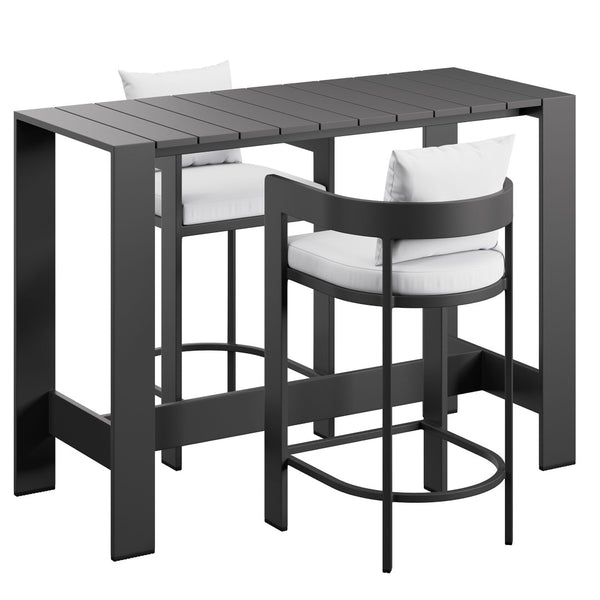 Modway Furniture Tahoe Modway Outdoor Aluminum Bar Set Powder Coated Patio Dining for Rooftop Decks White EEI-7598-WHI