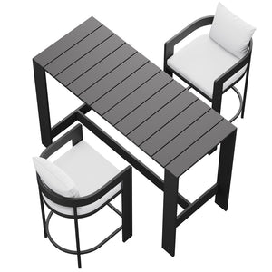Modway Furniture Tahoe Modway Outdoor Aluminum Bar Set Powder Coated Patio Dining for Rooftop Decks White EEI-7598-WHI