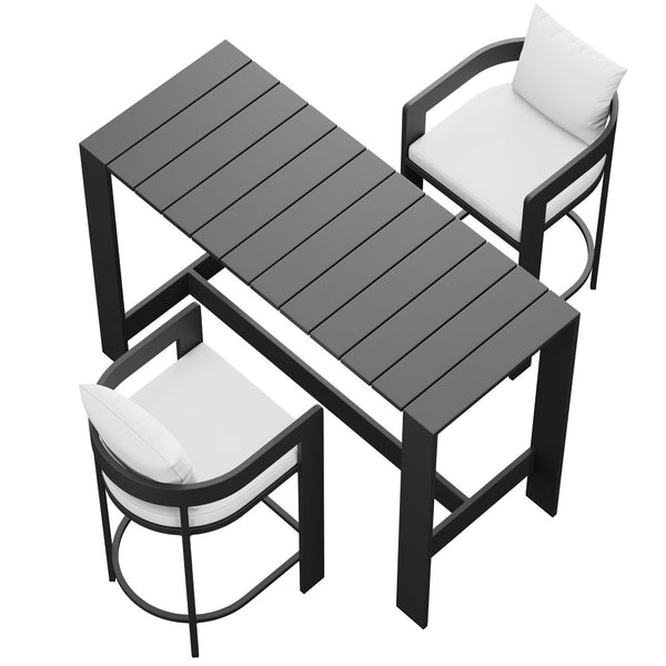 Modway Furniture Tahoe Modway Outdoor Aluminum Bar Set Powder Coated Patio Dining for Rooftop Decks White EEI-7598-WHI
