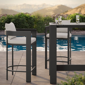 Modway Furniture Tahoe Modway Outdoor Aluminum Bar Set Powder Coated Patio Dining for Rooftop Decks White EEI-7598-WHI