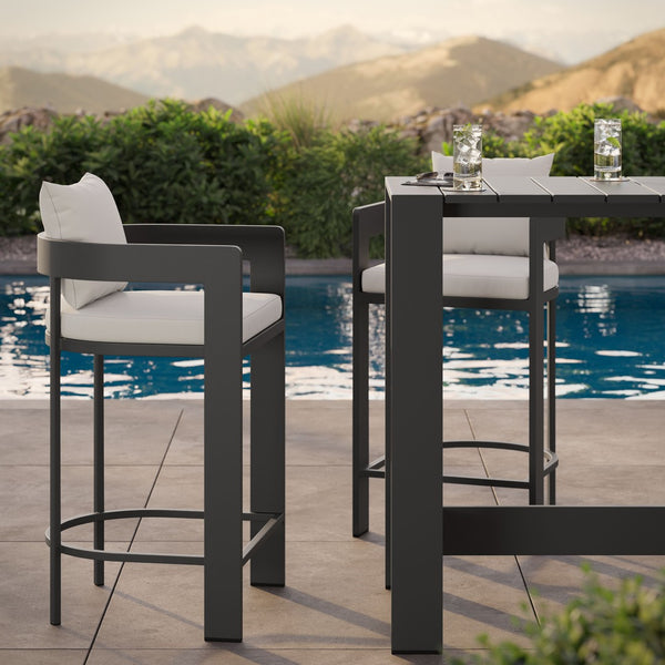 Modway Furniture Tahoe Modway Outdoor Aluminum Bar Set Powder Coated Patio Dining for Rooftop Decks White EEI-7598-WHI