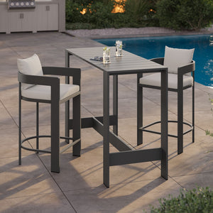 Modway Furniture Tahoe Modway Outdoor Aluminum Bar Set Powder Coated Patio Dining for Rooftop Decks White EEI-7598-WHI
