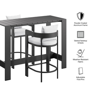 Modway Furniture Tahoe Modway Outdoor Aluminum Bar Set Powder Coated Patio Dining for Rooftop Decks White EEI-7598-WHI
