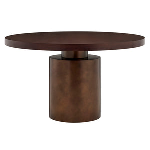 Modway Furniture Annette Round Oak Veneer Pedestal Dining Table Seats Six with Steel Base EEI-7600-WAL-BBR