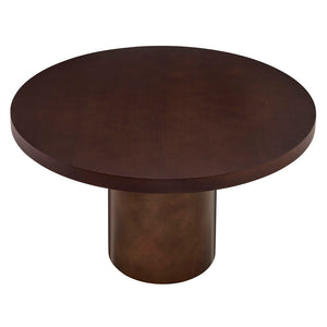 Modway Furniture Annette Round Oak Veneer Pedestal Dining Table Seats Six with Steel Base EEI-7600-WAL-BBR
