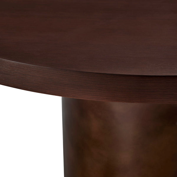 Modway Furniture Annette Round Oak Veneer Pedestal Dining Table Seats Six with Steel Base EEI-7600-WAL-BBR