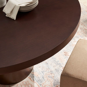 Modway Furniture Annette Round Oak Veneer Pedestal Dining Table Seats Six with Steel Base EEI-7600-WAL-BBR