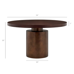 Modway Furniture Annette Round Oak Veneer Pedestal Dining Table Seats Six with Steel Base EEI-7600-WAL-BBR