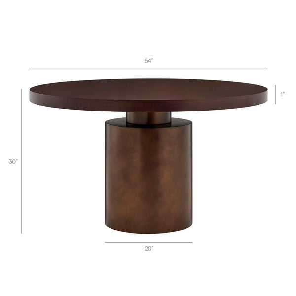 Modway Furniture Annette Round Oak Veneer Pedestal Dining Table Seats Six with Steel Base EEI-7600-WAL-BBR