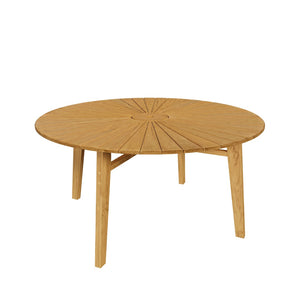 Modway Furniture Cielo Round Solid Teak Outdoor Dining Table Sunburst Slatted Top Seats Eight EEI-7601-NAT