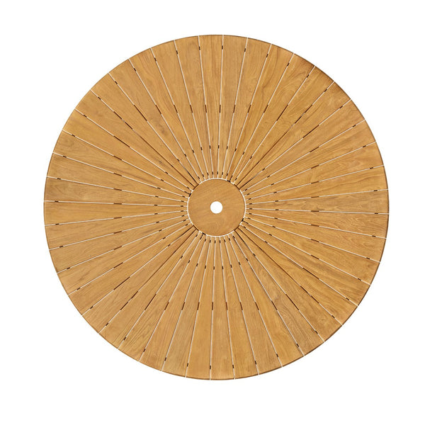 Modway Furniture Cielo Round Solid Teak Outdoor Dining Table Sunburst Slatted Top Seats Eight EEI-7601-NAT
