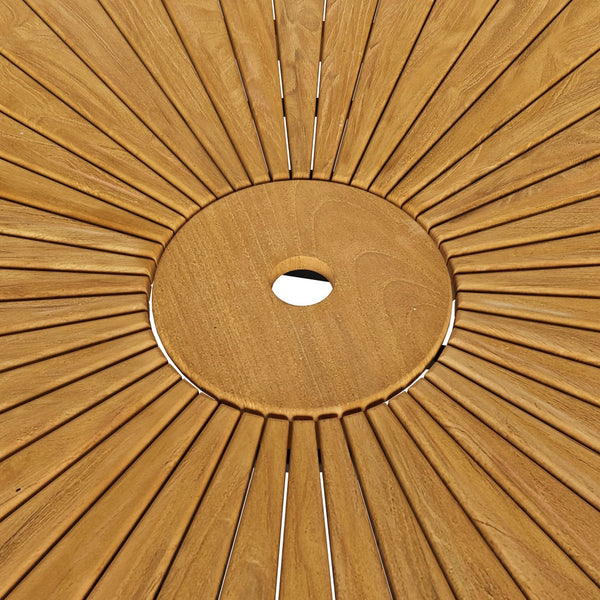 Modway Furniture Cielo Round Solid Teak Outdoor Dining Table Sunburst Slatted Top Seats Eight EEI-7601-NAT