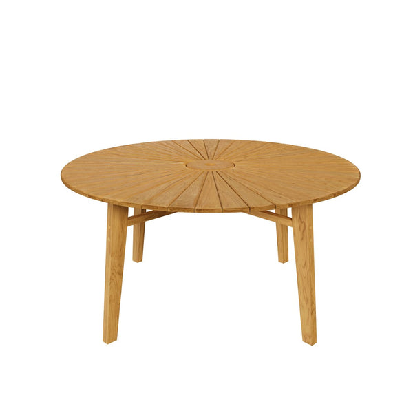 Modway Furniture Cielo Round Solid Teak Outdoor Dining Table Sunburst Slatted Top Seats Eight EEI-7601-NAT