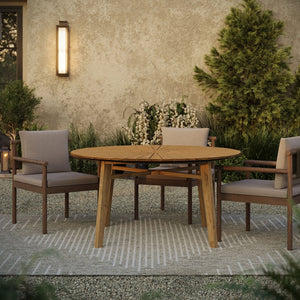 Modway Furniture Cielo Round Solid Teak Outdoor Dining Table Sunburst Slatted Top Seats Eight EEI-7601-NAT