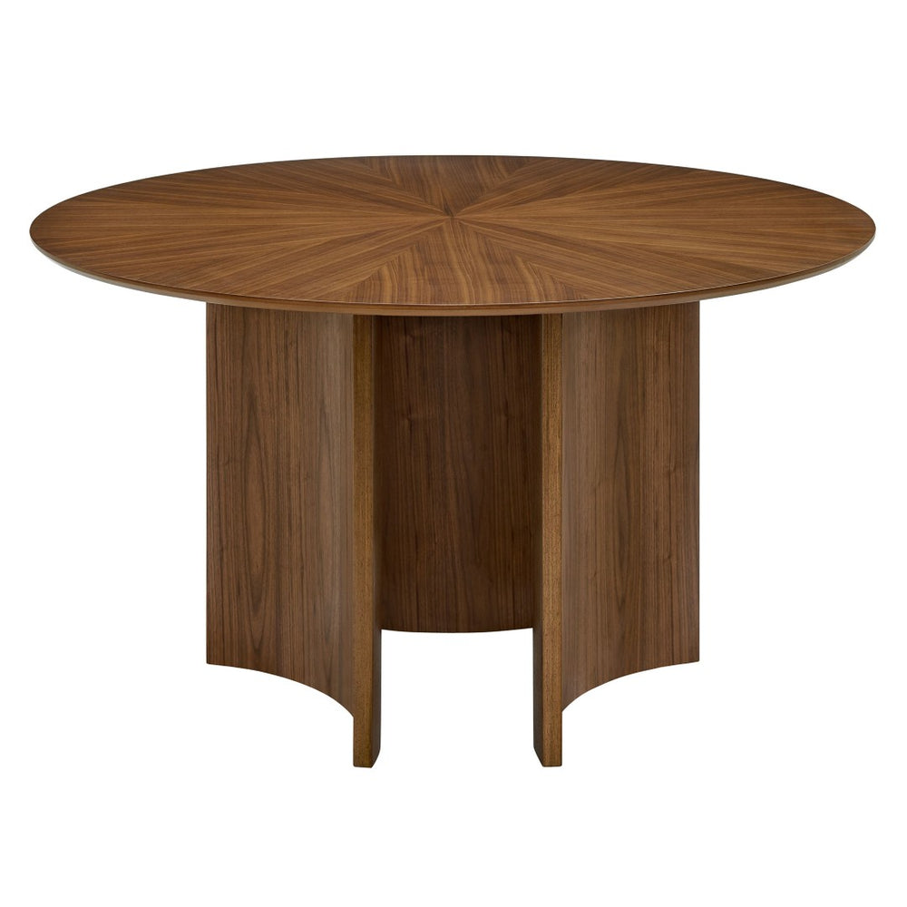 Modway Furniture Sloane Round Walnut Veneer Dining Table with Starburst Marquetry Tripod Base Seats Six EEI-7603-WAL
