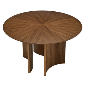 Modway Furniture Sloane Round Walnut Veneer Dining Table with Starburst Marquetry Tripod Base Seats Six EEI-7603-WAL