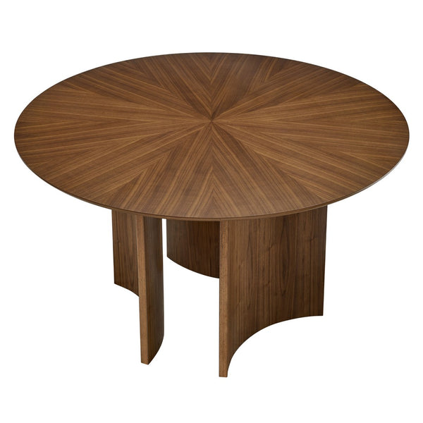 Modway Furniture Sloane Round Walnut Veneer Dining Table with Starburst Marquetry Tripod Base Seats Six EEI-7603-WAL
