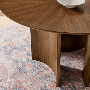 Modway Furniture Sloane Round Walnut Veneer Dining Table with Starburst Marquetry Tripod Base Seats Six EEI-7603-WAL