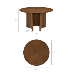 Modway Furniture Sloane Round Walnut Veneer Dining Table with Starburst Marquetry Tripod Base Seats Six EEI-7603-WAL