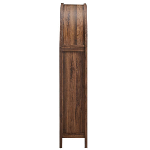 Modway Furniture Calista Arched Faux Rattan Cabinet with Fold Down Desk for Home Office Storage Walnut EEI-7604-WAL