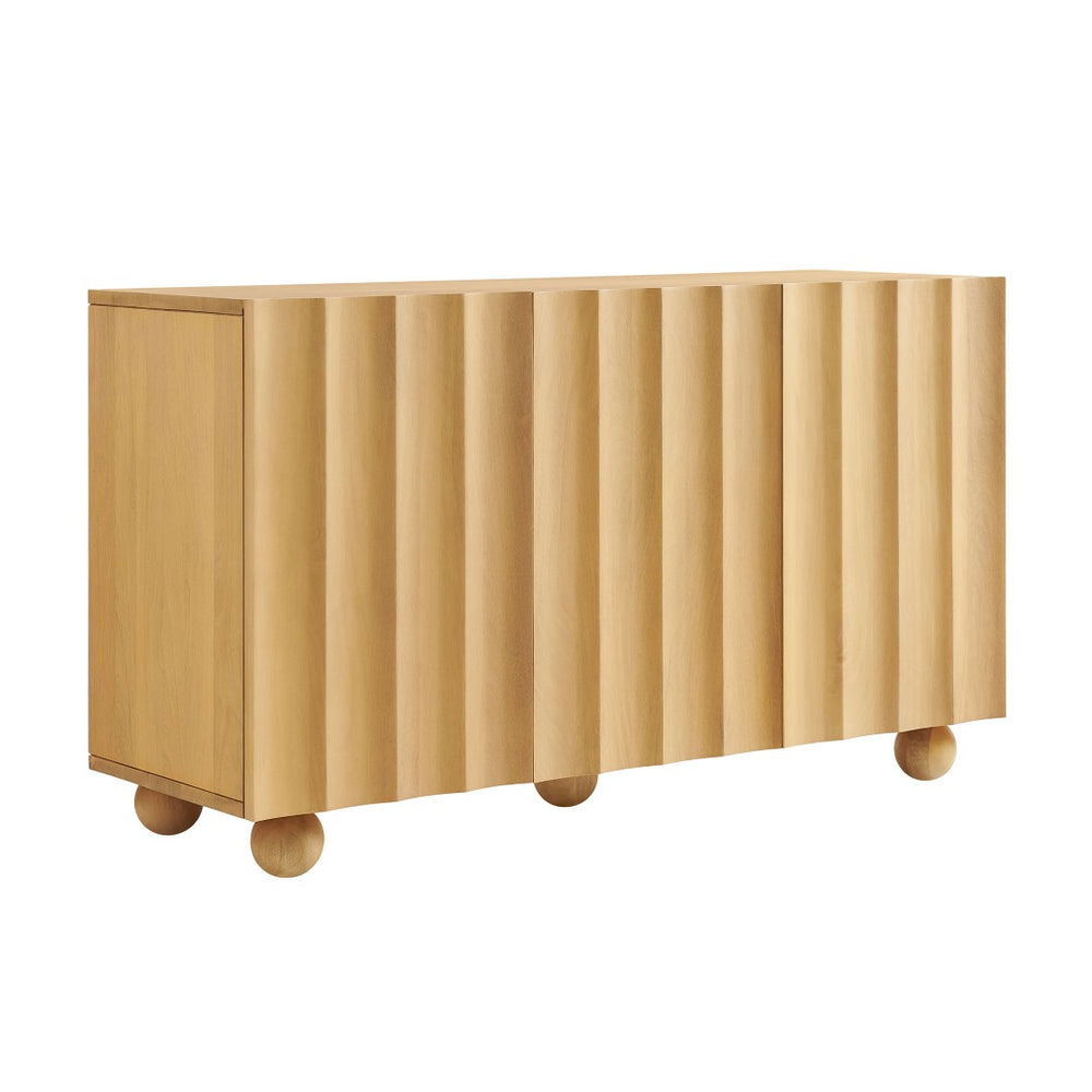 Modway Furniture Sorren Scalloped Front Wood Sideboard with Adjustable Shelving for Dining or Living Rooms Natural EEI-7605-NAT