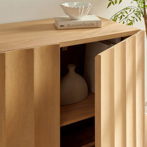 Modway Furniture Sorren Scalloped Front Wood Sideboard with Adjustable Shelving for Dining or Living Rooms Natural EEI-7605-NAT