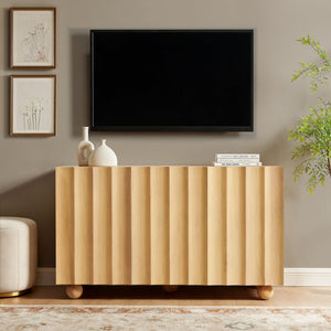 Modway Furniture Sorren Scalloped Front Wood Sideboard with Adjustable Shelving for Dining or Living Rooms Natural EEI-7605-NAT