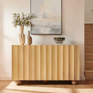 Modway Furniture Sorren Scalloped Front Wood Sideboard with Adjustable Shelving for Dining or Living Rooms Natural EEI-7605-NAT