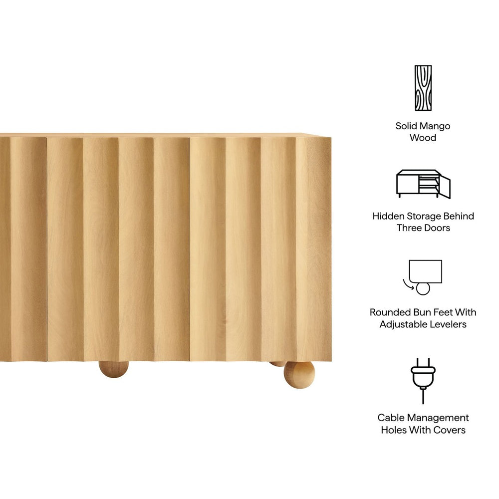 Modway Furniture Sorren Scalloped Front Wood Sideboard with Adjustable Shelving for Dining or Living Rooms Natural EEI-7605-NAT