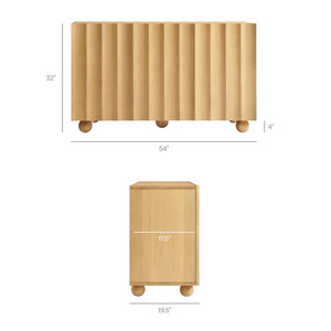 Modway Furniture Sorren Scalloped Front Wood Sideboard with Adjustable Shelving for Dining or Living Rooms Natural EEI-7605-NAT