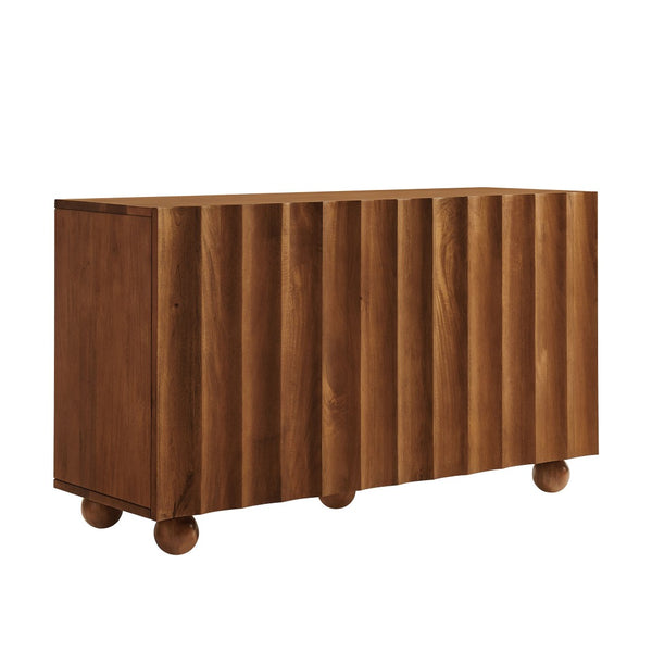 Modway Furniture Sorren Scalloped Front Wood Sideboard with Adjustable Shelving for Dining or Living Rooms Walnut EEI-7605-WAL