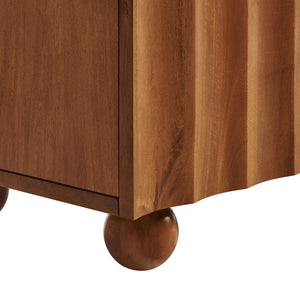 Modway Furniture Sorren Scalloped Front Wood Sideboard with Adjustable Shelving for Dining or Living Rooms Walnut EEI-7605-WAL