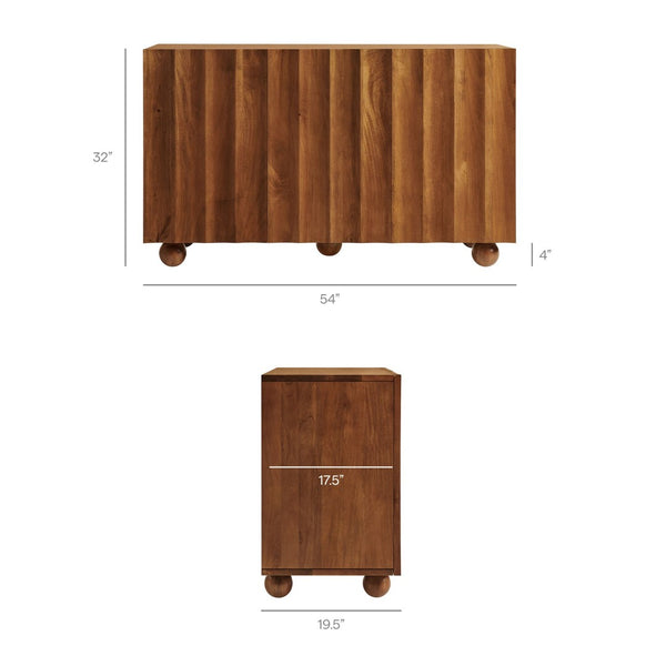 Modway Furniture Sorren Scalloped Front Wood Sideboard with Adjustable Shelving for Dining or Living Rooms Walnut EEI-7605-WAL