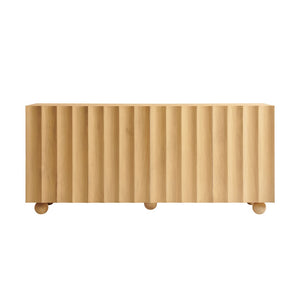 Modway Furniture Sorren Fluted Wood Sideboard with Four Doors Scalloped Front and Bun Feet Natural EEI-7606-NAT