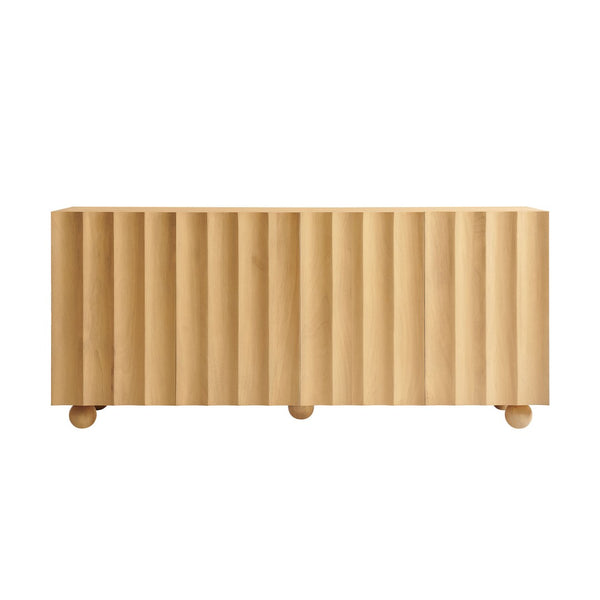 Modway Furniture Sorren Fluted Wood Sideboard with Four Doors Scalloped Front and Bun Feet Natural EEI-7606-NAT