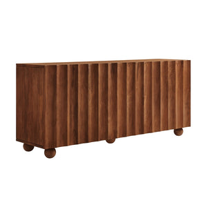 Modway Furniture Sorren Fluted Wood Sideboard with Four Doors Scalloped Front and Bun Feet Walnut EEI-7606-WAL