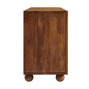 Modway Furniture Sorren Fluted Wood Sideboard with Four Doors Scalloped Front and Bun Feet Walnut EEI-7606-WAL