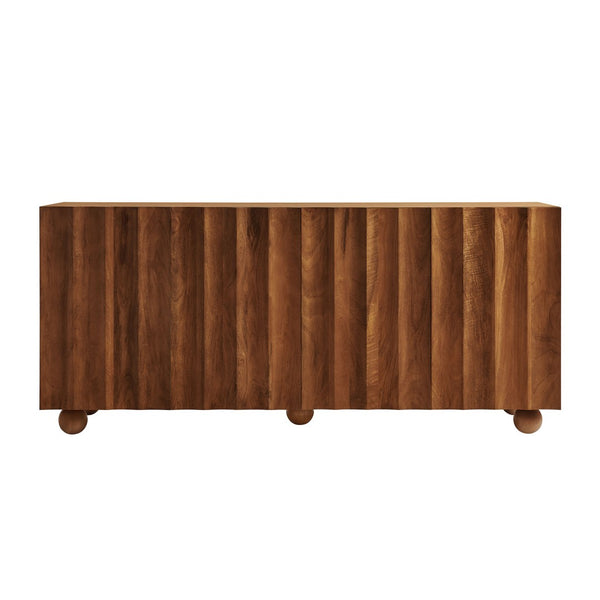 Modway Furniture Sorren Fluted Wood Sideboard with Four Doors Scalloped Front and Bun Feet Walnut EEI-7606-WAL