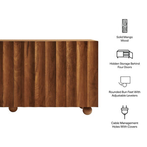 Modway Furniture Sorren Fluted Wood Sideboard with Four Doors Scalloped Front and Bun Feet Walnut EEI-7606-WAL