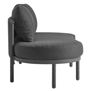 Modway Furniture Porta Outdoor Modular Sofa Set with Rope Weave Aluminum Frames and Nesting Tables Charcoal Anthracite EEI-7613-CHA-ANT