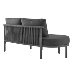 Modway Furniture Porta Modway Outdoor Aluminum Modular Lounge with Woven Rope and Plush Cushions Charcoal Anthracite EEI-7607-CHA-ANT
