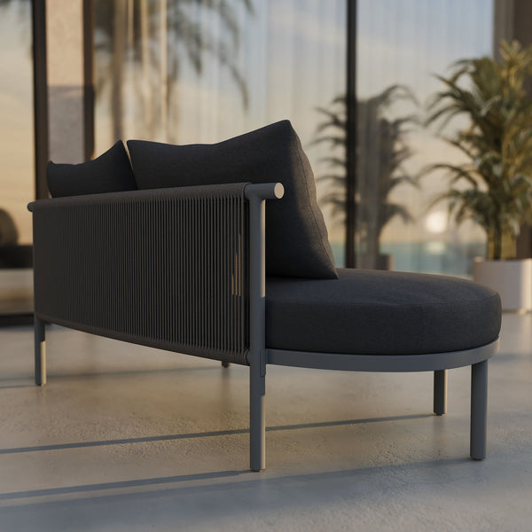 Modway Furniture Porta Modway Outdoor Aluminum Modular Lounge with Woven Rope and Plush Cushions Charcoal Anthracite EEI-7607-CHA-ANT